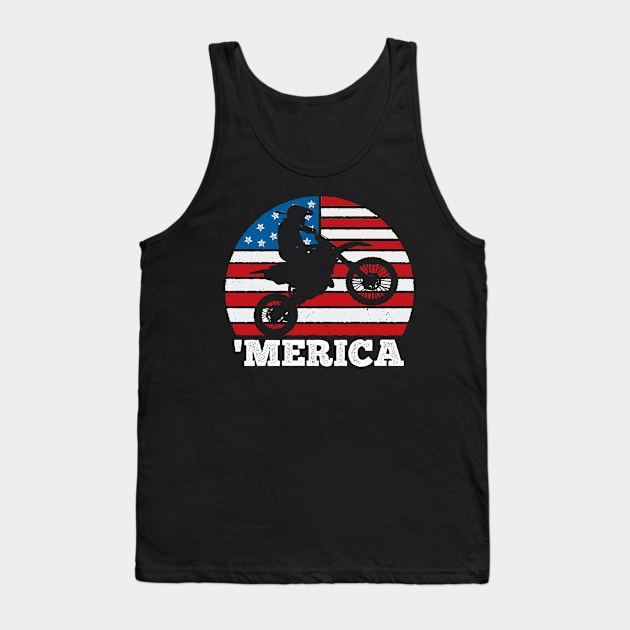 Merica Dirt Birt Vintage Sunset America USA Motorcycle Tank Top by DetourShirts